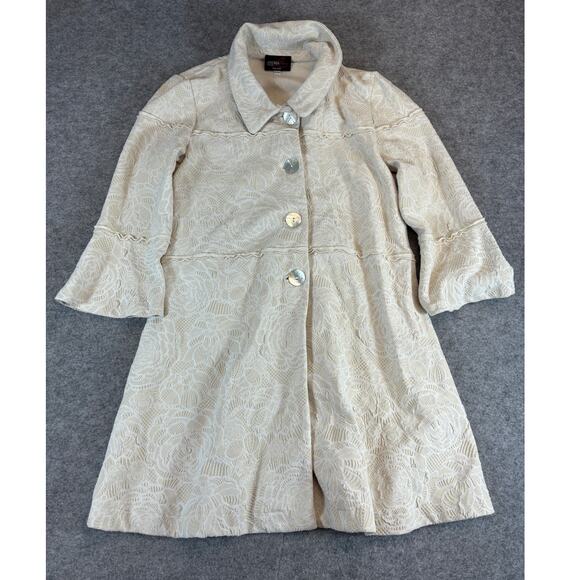 VINTAGE Andria Lieu Collection Jacket Womens Small Beige Floral Button Up Boho - Picture 1 of 6